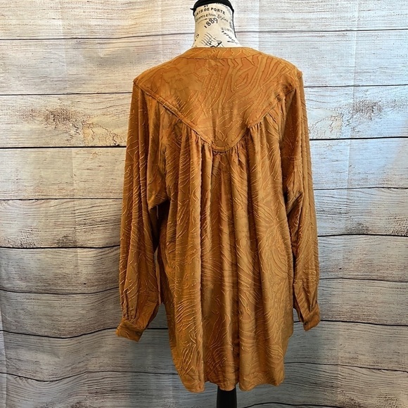 Free People Blouse Top Boho Peasant Mustard Size Small - Picture 5 of 8